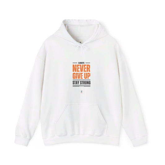 Never Give Up! Unisex Heavy Blend™ White Hooded Sweatshirt #LondonCollection