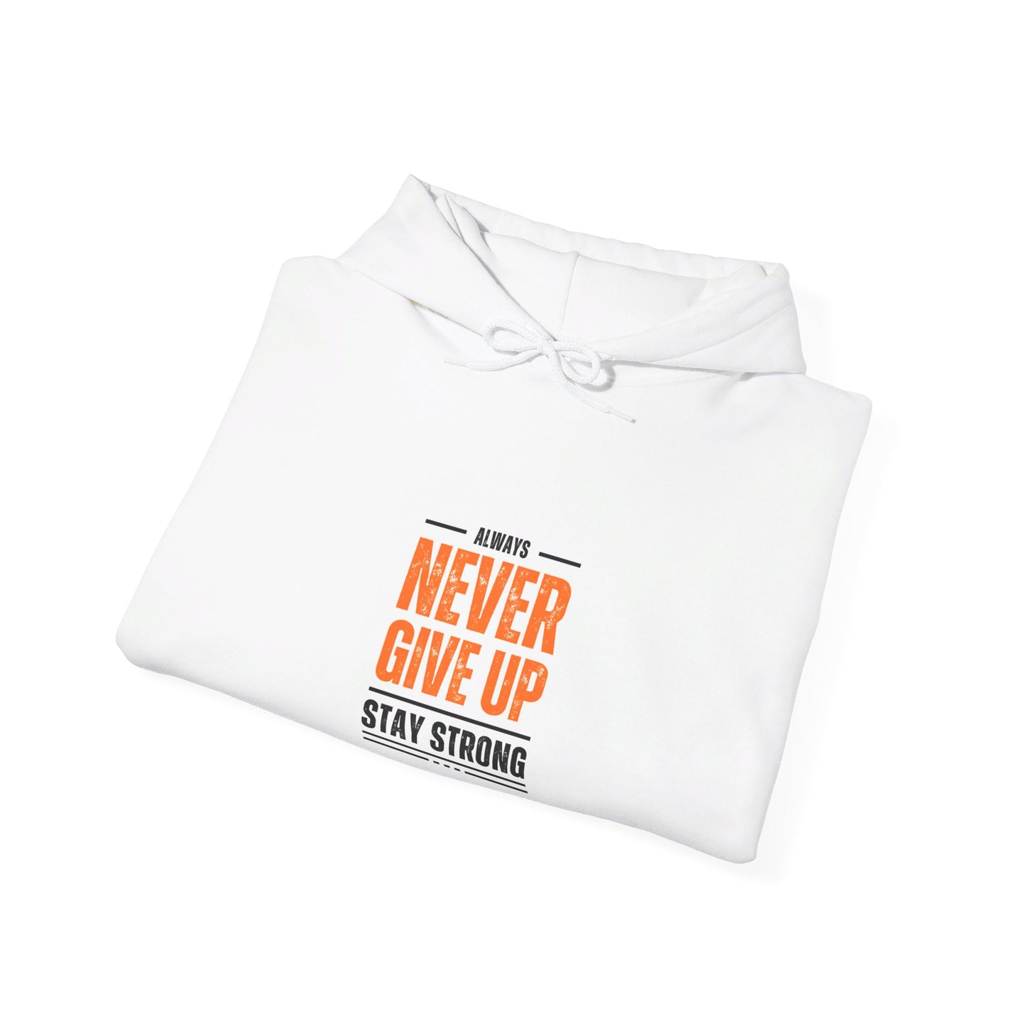 Never Give Up! Unisex Heavy Blend™ White Hooded Sweatshirt #LondonCollection