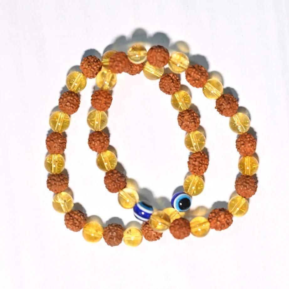 Rudraksha Citrine Crystal Bracelet (Pack of 2) #SpiritualCollection