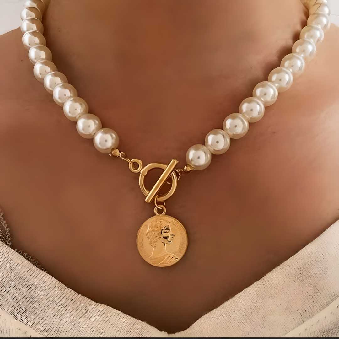 Pearl Coin Chain Necklace For Women