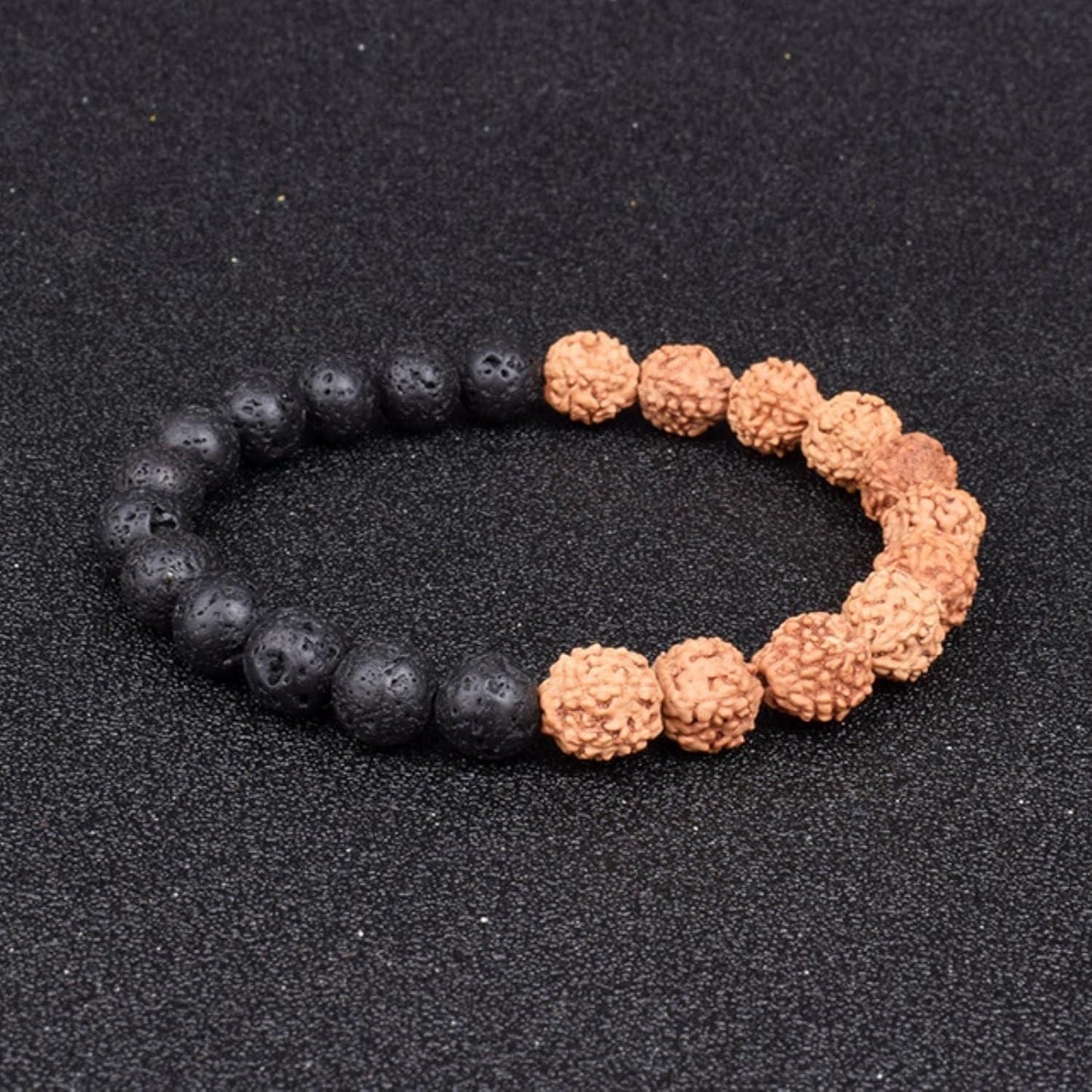 Authentic 5 Mukhi Rudraksha With Black Agate Beaded Bracelet #SpiritualCollection