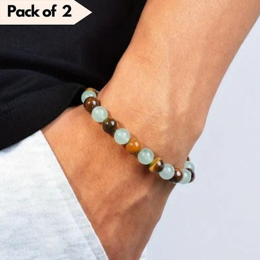 Natural Jade  Round Beads Bracelet (Pack Of 2) #SpiritualCollection