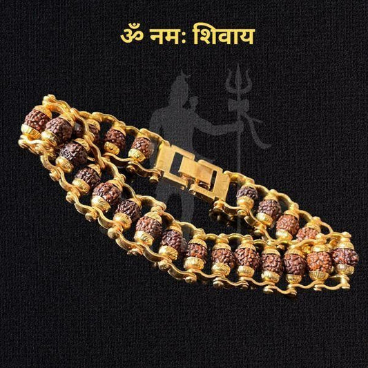 Genuine Paanch Mukhi Modern Rudraksha Bracelet With Gold Plating #SpiritualCollection