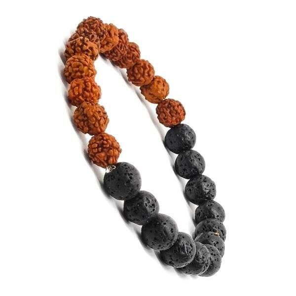 Authentic 5 Mukhi Rudraksha With Black Agate Beaded Bracelet #SpiritualCollection