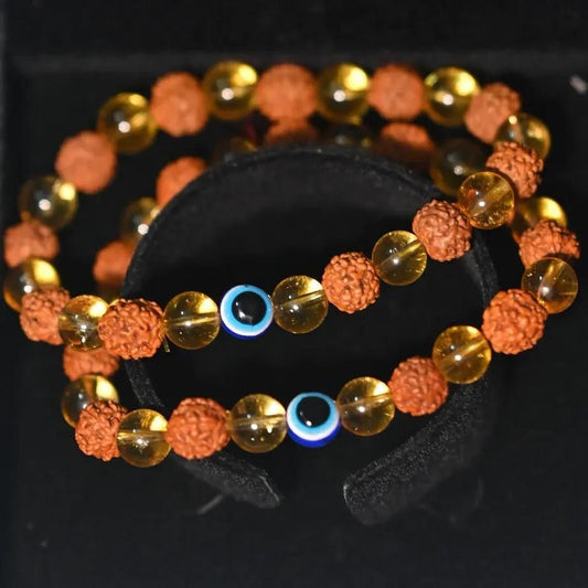 Rudraksha Citrine Crystal Bracelet (Pack of 2) #SpiritualCollection